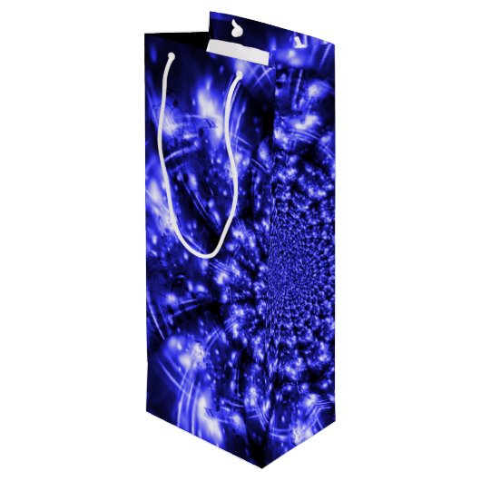 Blue Sparkling Lights Wijn Cadeautas (Achterkant Gekanteld)