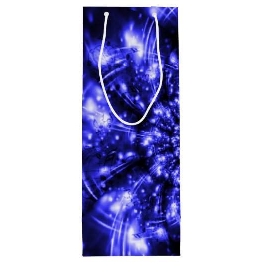 Blue Sparkling Lights Wijn Cadeautas (Achterkant)
