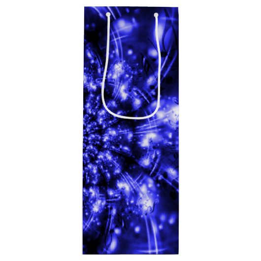 Blue Sparkling Lights Wijn Cadeautas (Voorkant)
