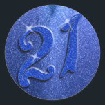 Blue Sparkly 21st Birthday Party Stickers<br><div class="desc">Dit leuke 21ste verjaardagswenskaart kenmerkt een groot aantal 21 in een fancy doopvont met een glitter-als textuur en op het aantal zijn sparkles makend het glanzend lijken. Deze stickers zijn geweldig voor mannen of vrouwen omdat ze mannelijk of vrouwelijk kunnen zijn, afhankelijk van hoe je ze uitzicht. Heel leuk en...</div>
