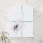 Blue Sparkly Calligraphy Kerstboom Cadeaulabel (Met Touw)