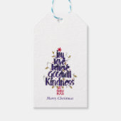 Blue Sparkly Calligraphy Kerstboom Cadeaulabel (Voorkant)