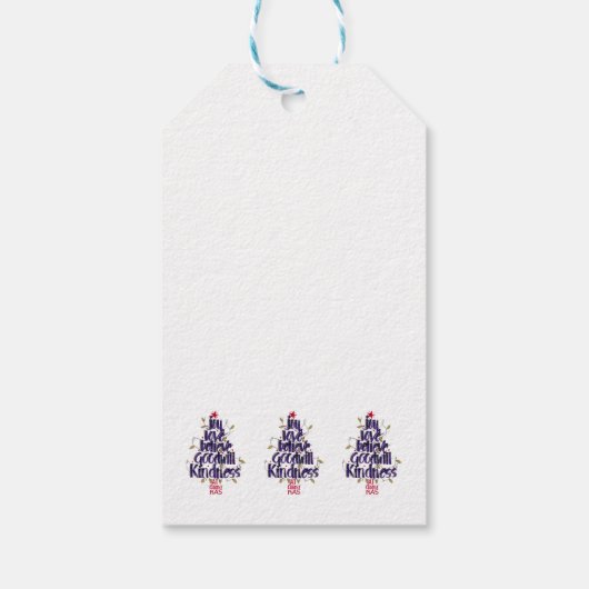 Blue Sparkly Calligraphy Kerstboom Cadeaulabel (Achterkant)