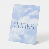 Blue Sparkly Clouds Drink tafel Reclamebord Met Voetstuk (Voorkant)