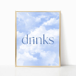 Blue Sparkly Clouds Drink tafelteken Poster