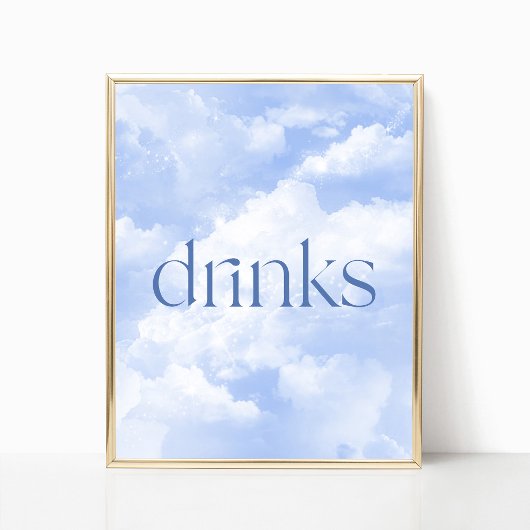 Blue Sparkly Clouds Drink tafelteken Poster