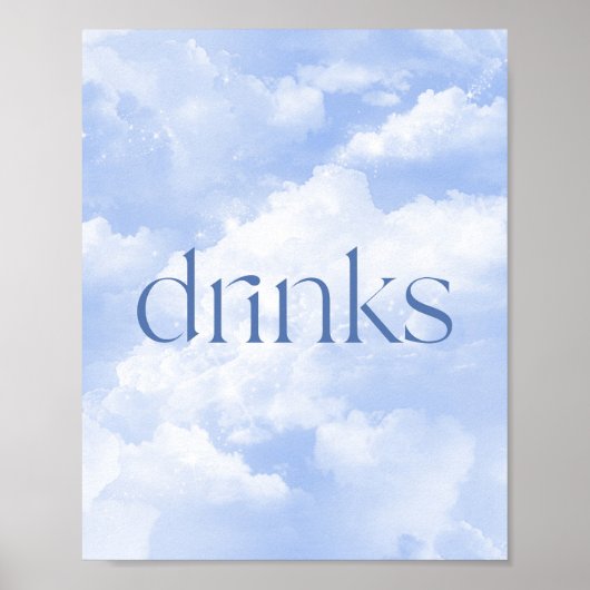 Blue Sparkly Clouds Drink tafelteken Poster (Voorkant)