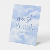 Blue Sparkly Clouds gastenboek Reclamebord Met Voetstuk (Voorkant)
