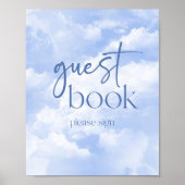 Blue Sparkly Clouds Guest Book Sign Poster (Voorkant)