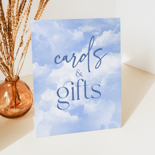Blue Sparkly Clouds Kaarten & Geschenken Reclamebord Met Voetstuk