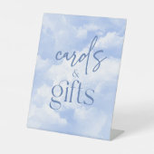 Blue Sparkly Clouds Kaarten & Geschenken Reclamebord Met Voetstuk (Voorkant)