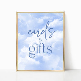Blue Sparkly Clouds Kaarten & Geschenken Teken Poster