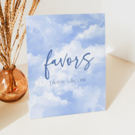 Blue Sparkly Clouds Party Favorieten Reclamebord Met Voetstuk