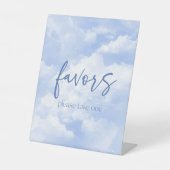 Blue Sparkly Clouds Party Favorieten Reclamebord Met Voetstuk (Voorkant)