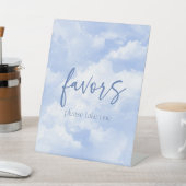 Blue Sparkly Clouds Party Favorieten Reclamebord Met Voetstuk (Insitu)