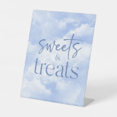 Blue Sparkly Clouds snoep en lekkernijen Reclamebord Met Voetstuk (Voorkant)
