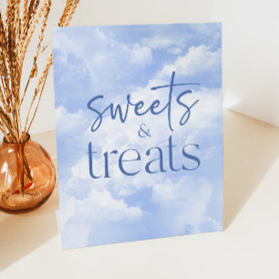 Blue Sparkly Clouds snoep en lekkernijen Reclamebord Met Voetstuk