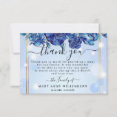 Blue Sparkly Elegant Funeral Food Hartelijk dank Bedankkaart (Voorkant)