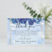 Blue Sparkly Elegant Funeral Food Hartelijk dank Bedankkaart (Staand voorkant)