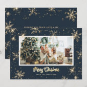 Blue Sparkly-fotokerstkaarten Feestdagenkaart (Voorkant / Achterkant)