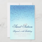 Blue Sparkly Glitter Crown Sweet 16 Verjaardagsfee Kaart (Voorkant)