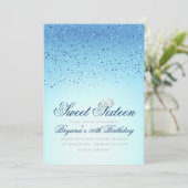 Blue Sparkly Glitter Crown Sweet 16 Verjaardagsfee Kaart (Staand voorkant)