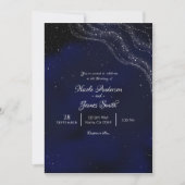 Blue Sparkly Sterrennacht Sky Wedding Kaart (Voorkant)