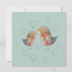 Blue Sparrow In Love Waterverf Art