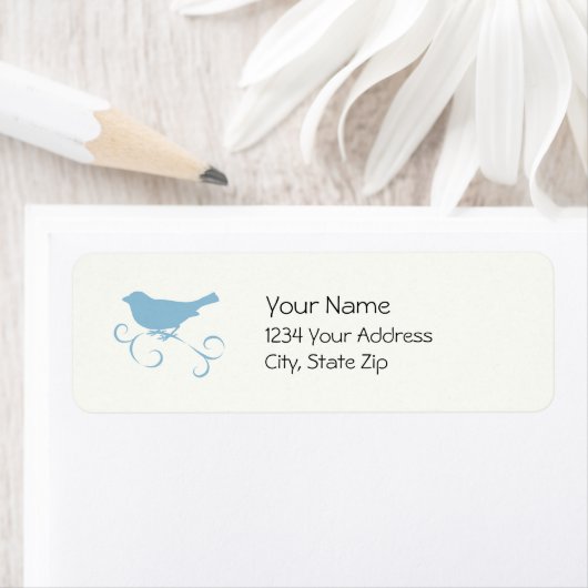 Blue Sparrow met lint Etiket (Insitu)