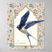 Blue Sparrow  Wildflower Custom Wall Art Poster (Voorkant)