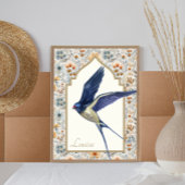 Blue Sparrow  Wildflower Custom Wall Art Poster
