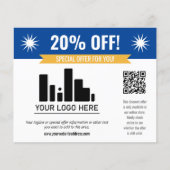Blue Speciale Aanbieding Korting Uw Logo & QR Code Flyer (Voorkant)