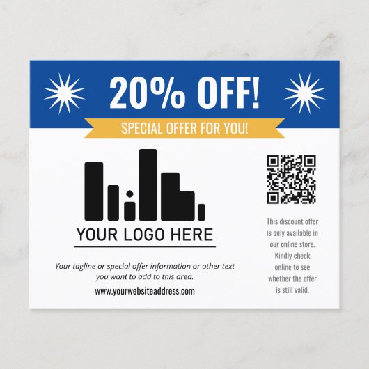 Blue Speciale Aanbieding Korting Uw Logo & QR Code Flyer (Voorkant)