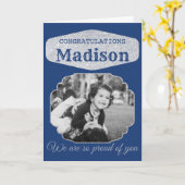 Blue Specialized Glitter Afstuderen Kaart (Gele Bloem)