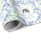 Blue Speedwell wildflower watercolor wedding Cadeaupapier (Rol Hoek)