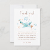 Blue Speelgoed Airplane Boy Baby shower Bedankkaart (Voorkant)