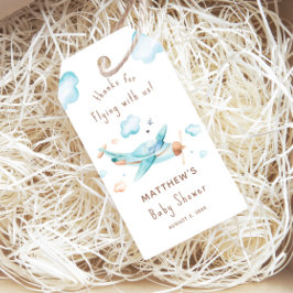 Blue Speelgoed Airplane Boy Baby shower Dank u Cadeaulabel