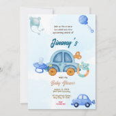 Blue Speelgoed Car Baby shower Kaart (Voorkant)