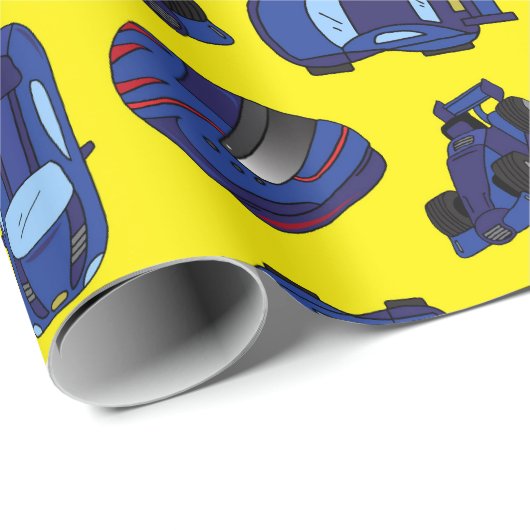 Blue Speelgoed Racing Cars en Crash Helmets Motors Cadeaupapier (Rol Hoek)