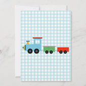 Blue Speelgoed Train Baby shower Invitation Kaart (Achterkant)