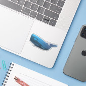 Blue Sperm Whale Sticker (Laptop met iPhone)