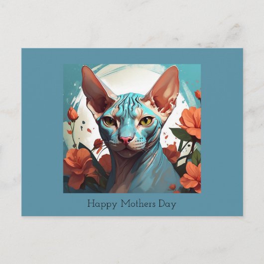Blue Sphinx Cat Moederdag Briefkaart (Voorkant)