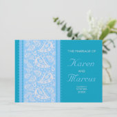Blue Spice Paisley Trouw 5x7 Uitnodiging (Staand voorkant)