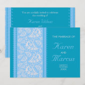 Blue Spice Paisley Trouw 5x7 Uitnodiging (Voorkant / Achterkant)