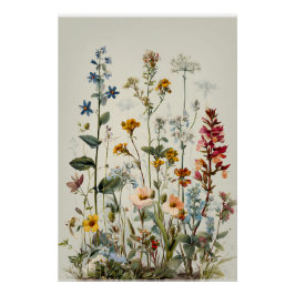 Blue Spike Wildflower Bouquet Perfect Poster
