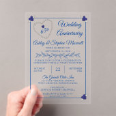 Blue Spinel Diamond 65th Wedding Jubileum Party Acryl Uitnodigingen (Insitu (Draagbaar))
