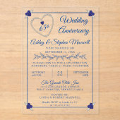 Blue Spinel Diamond 65th Wedding Jubileum Party Acryl Uitnodigingen (Voorkant)