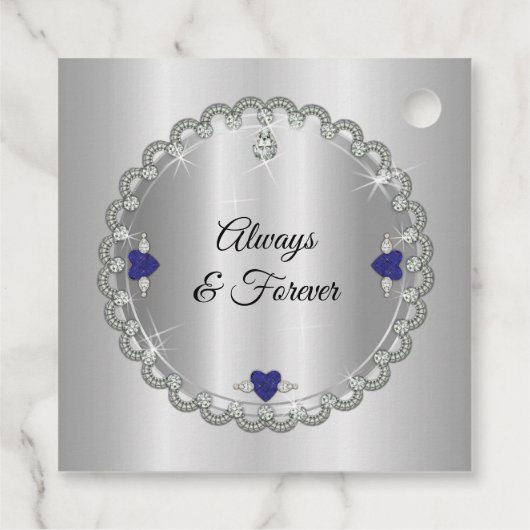 Blue Spinel Diamonds 65th Wedding Jubileum Bedankjes Labels (Achterkant)