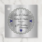 Blue Spinel Diamonds 65th Wedding Jubileum Bedankjes Labels (Voorkant)