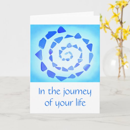 Blue Spiral Birthday Kaart (Gele Bloem)